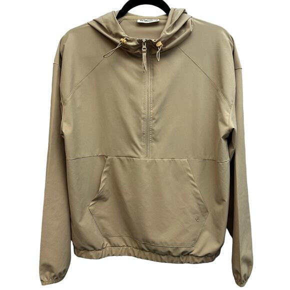 BearPaw Jackets & Blazers - BearPaw Outdoor Tan Lightweight Hooded Windbreaker 1/2 Zip Medium Spring
